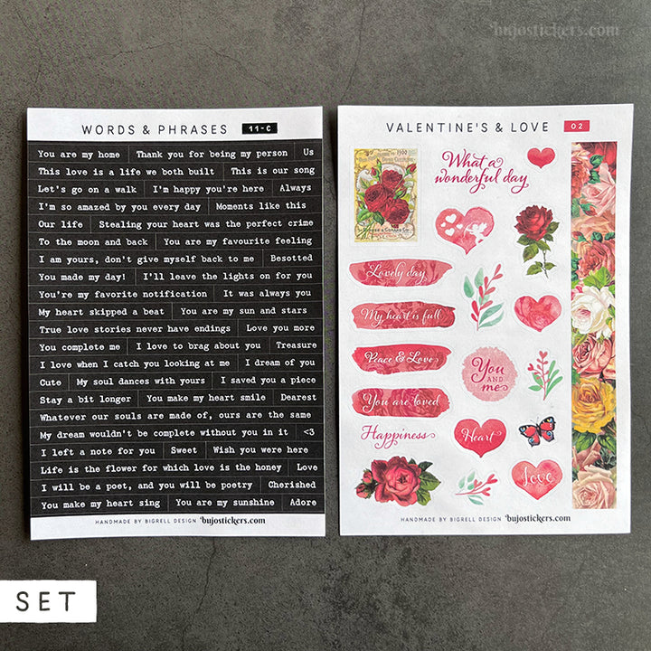SET of 2 • Love phrases & Valentine's day
