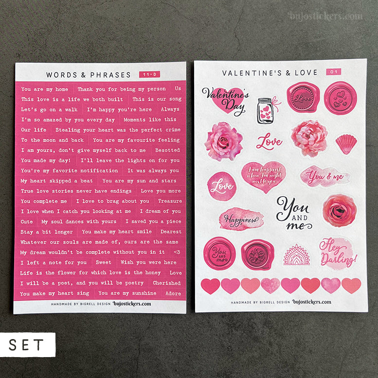 SET of 2 • Love phrases & Valentine's day