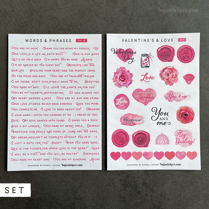 SET of 2 • Love phrases & Valentine's day