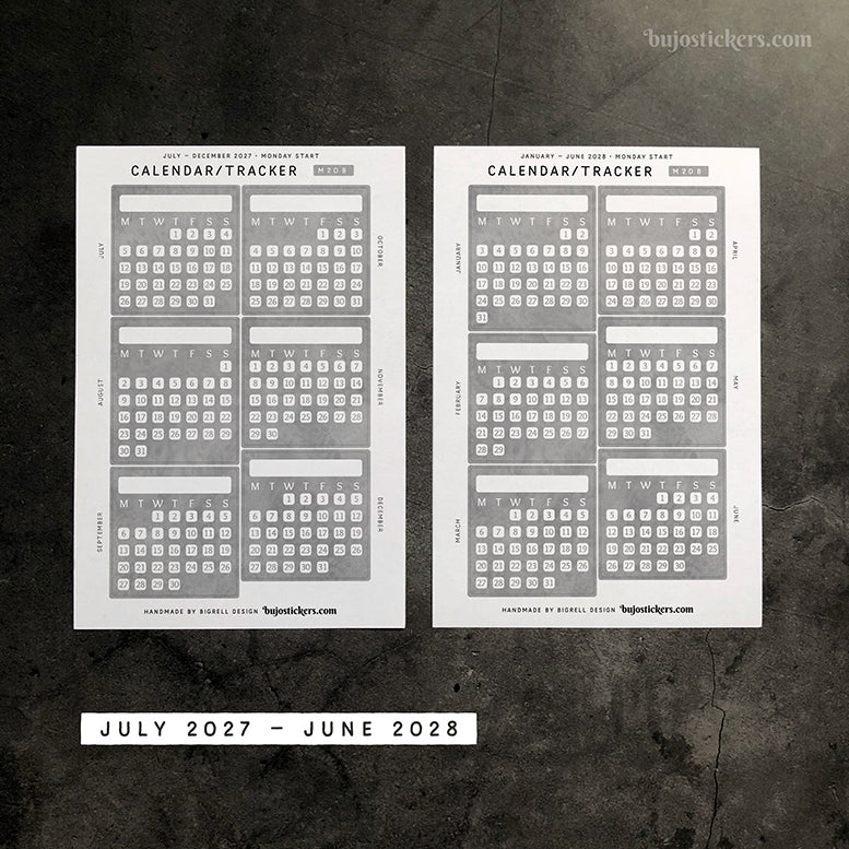 Calendar/Tracker 01 B – Monday start – 20 colours