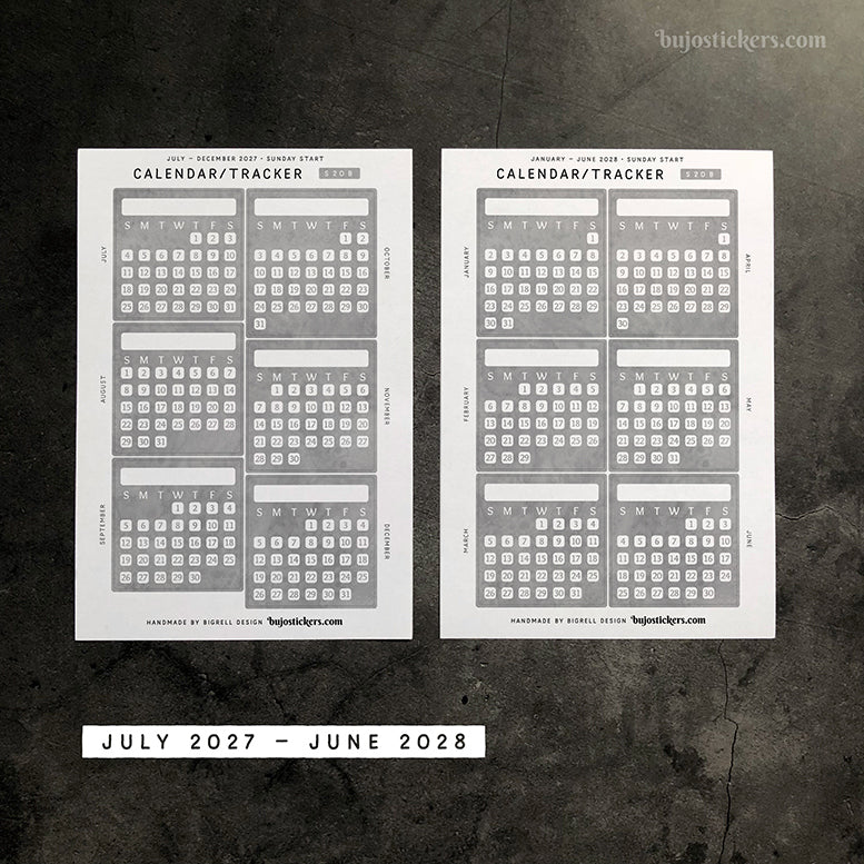 Calendar/Tracker 01 B – Sunday start – 20 colours