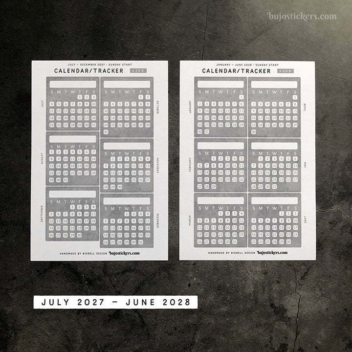 Calendar/Tracker 01 B – Sunday start – 20 colours