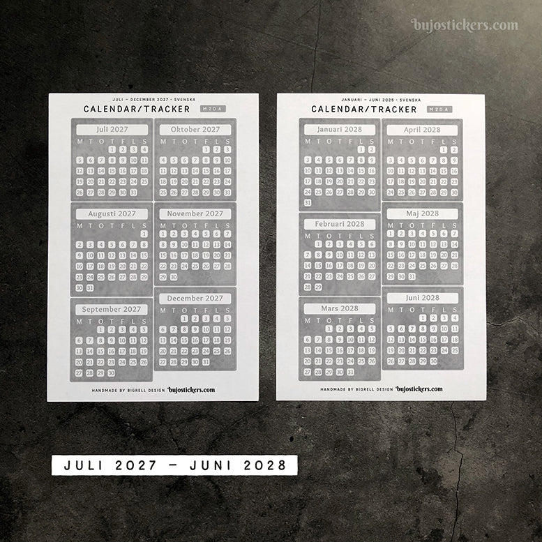 Calendar/Tracker 01 A • Swedish/Svenska • 20 Colours