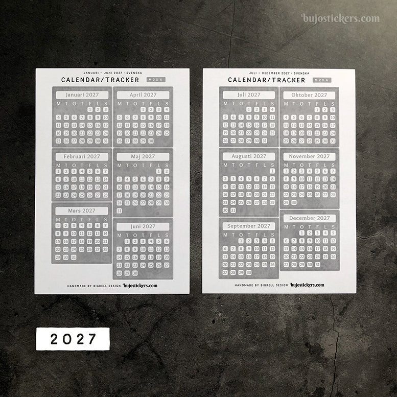 Calendar/Tracker 01 A • Swedish/Svenska • 20 Colours