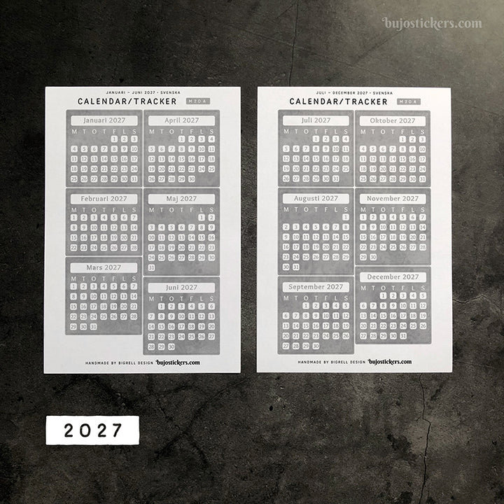 Calendar/Tracker 01 A • Swedish/Svenska • 20 Colours