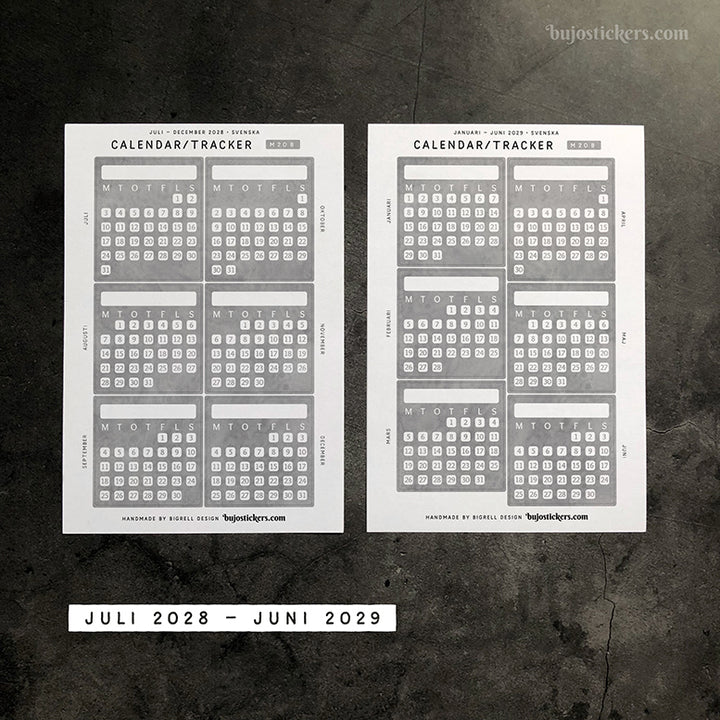 Calendar/Tracker 01 B • Swedish/Svenska • 20 Colours