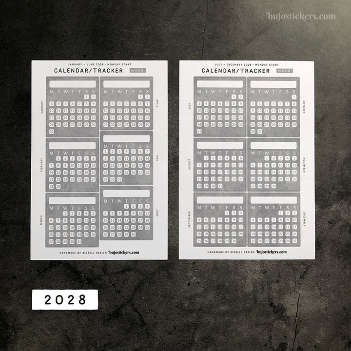 Calendar/Tracker 01 B – Monday start – 20 colours