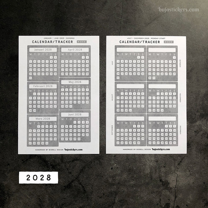 Calendar/Tracker 01 A • Swedish/Svenska • 20 Colours