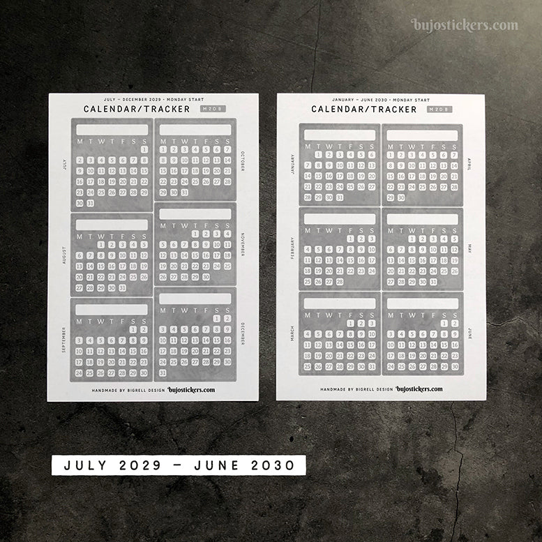 Calendar/Tracker 01 B – Monday start – 20 colours