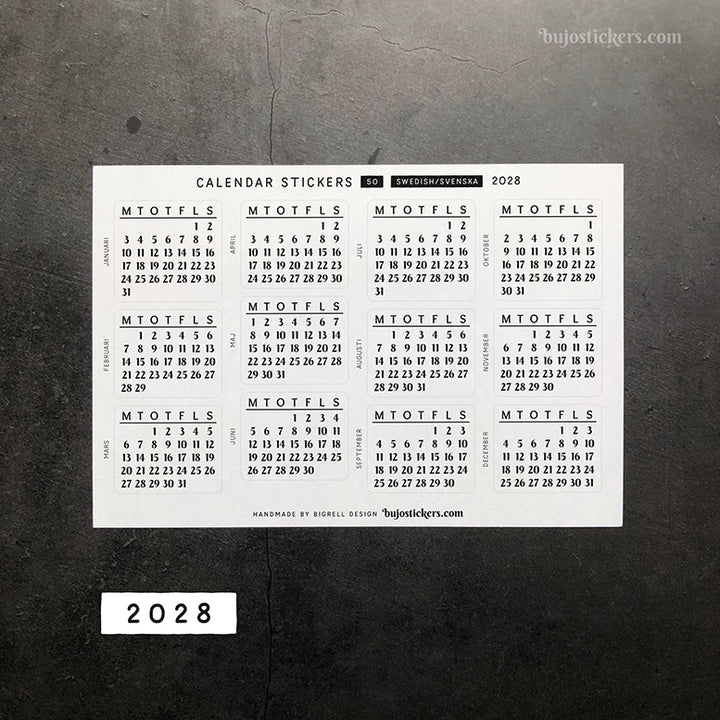 Månadskalender 50 • 29 colour options • Swedish calendar