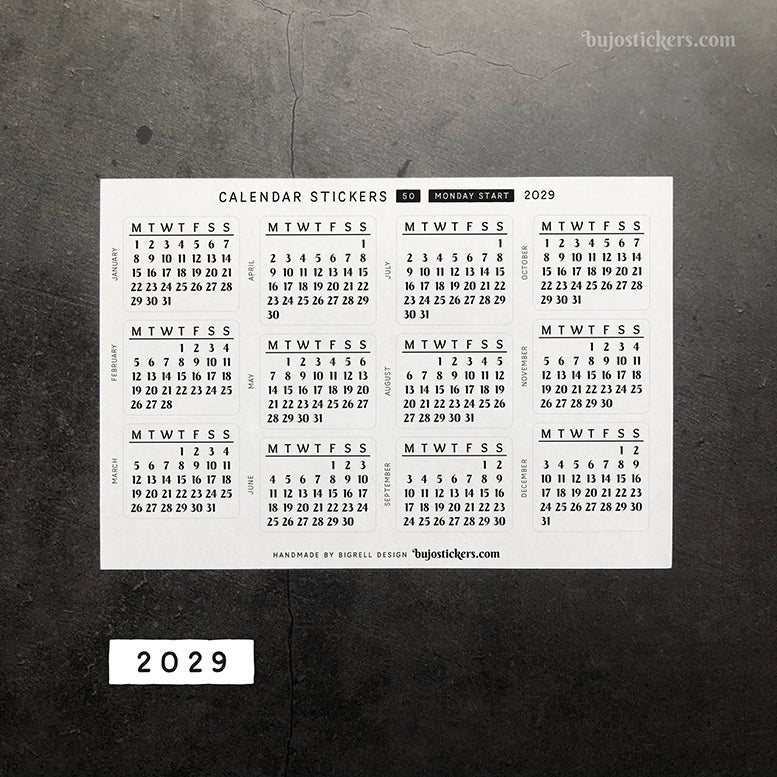 Calendar & Month SET • Monday start • 29 colour options • 50+53