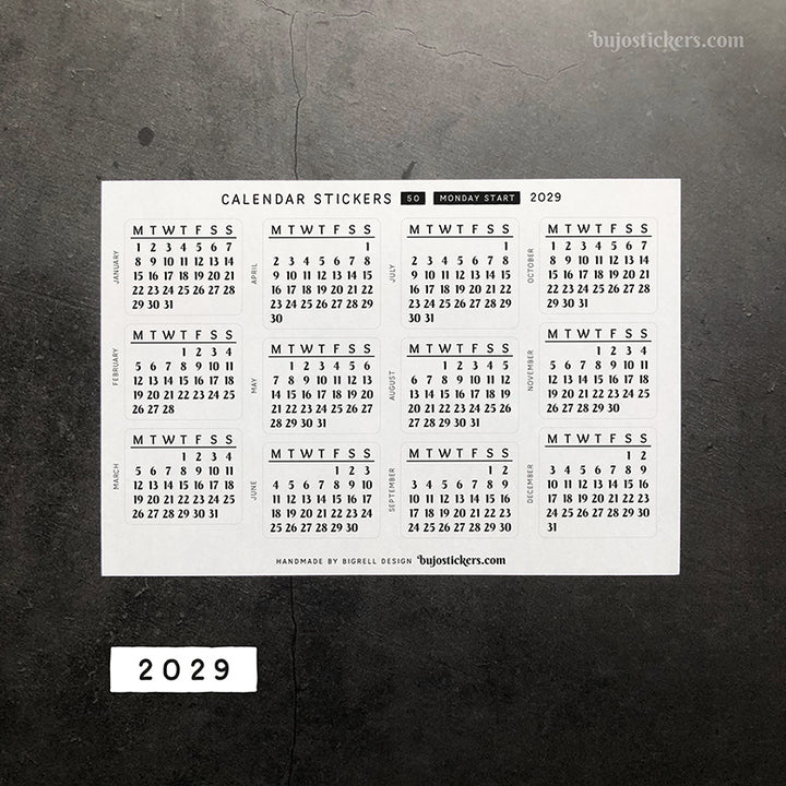 Calendar 50 • Monday start • 29 colour options