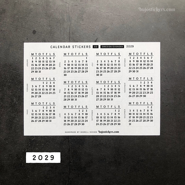Månadskalender 50 • 29 colour options • Swedish calendar