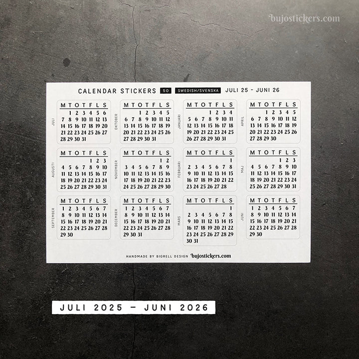 Kalender & Månader SET • 29 colour options • Swedish • 50+53