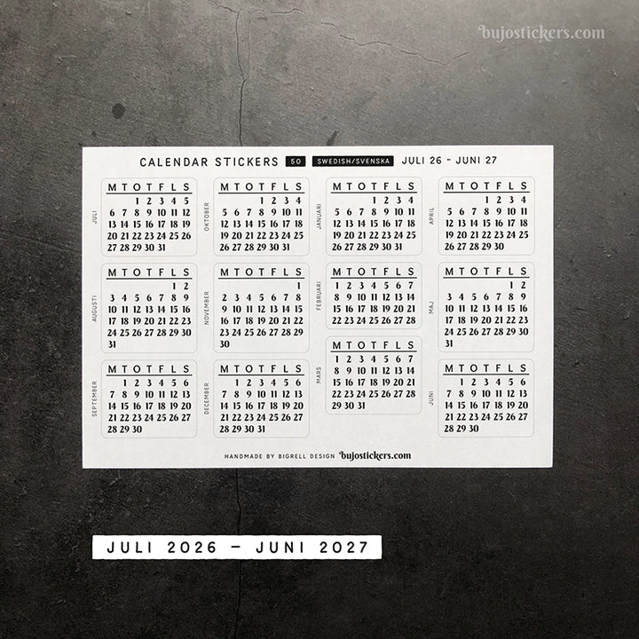 Månadskalender 50 • 29 colour options • Swedish calendar