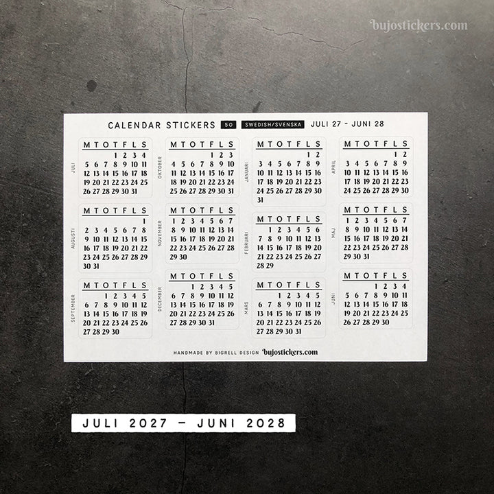Månadskalender 50 • 29 colour options • Swedish calendar