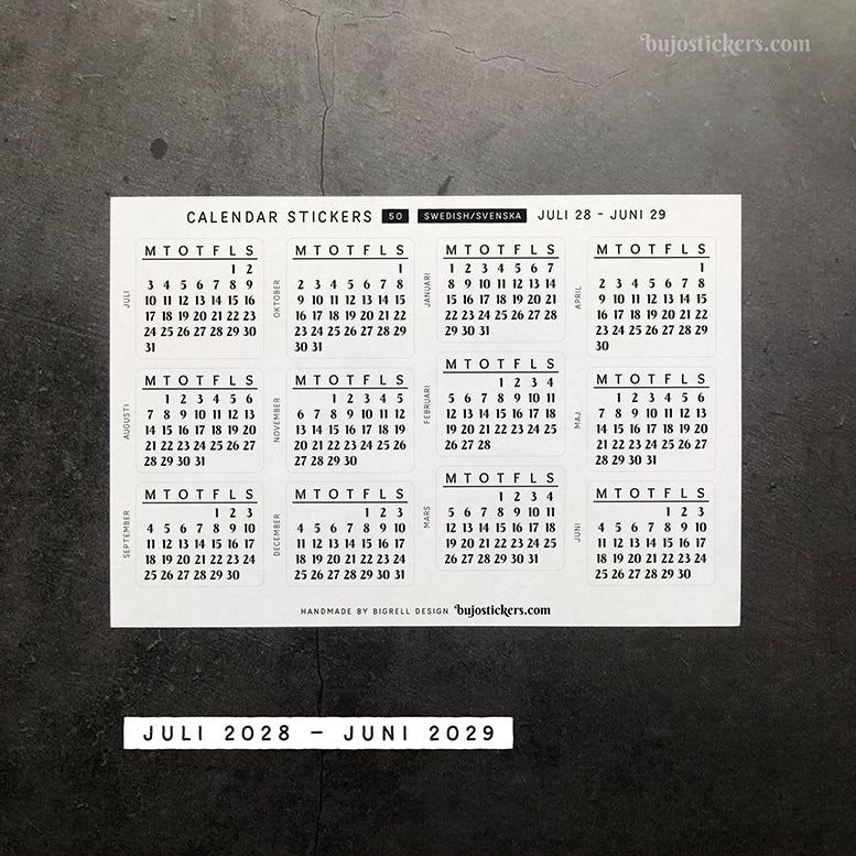Kalender & Månader SET • 29 colour options • Swedish • 50+53