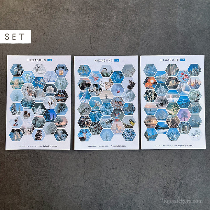 Winter hexagons SET of 3