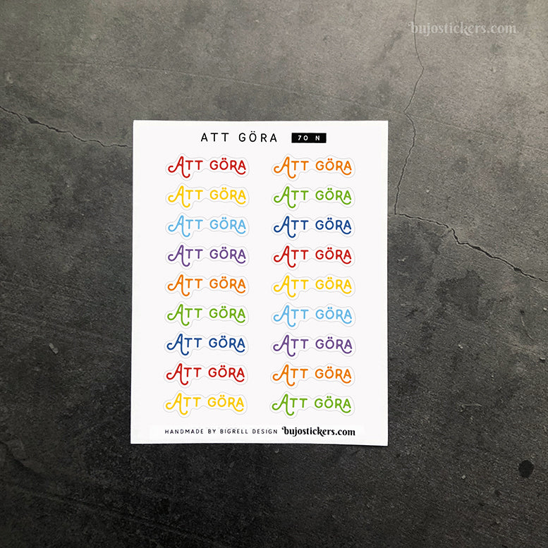 Att göra 70 • Rubrikstickers på svenska 🇸🇪 • 14 färgval • Headings in Swedish