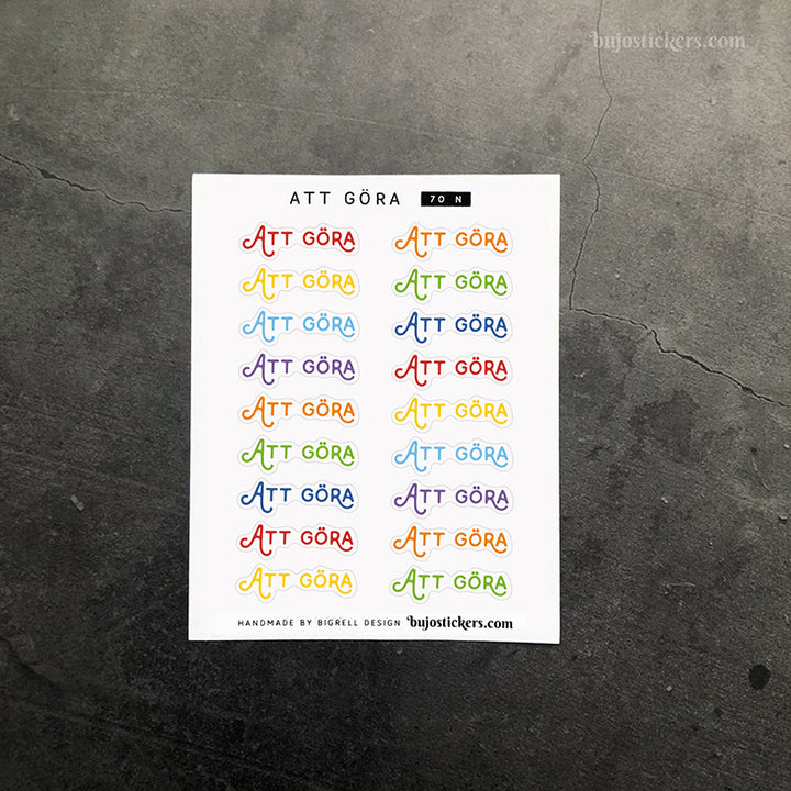 Att göra 70 • Rubrikstickers på svenska 🇸🇪 • 14 färgval • Headings in Swedish