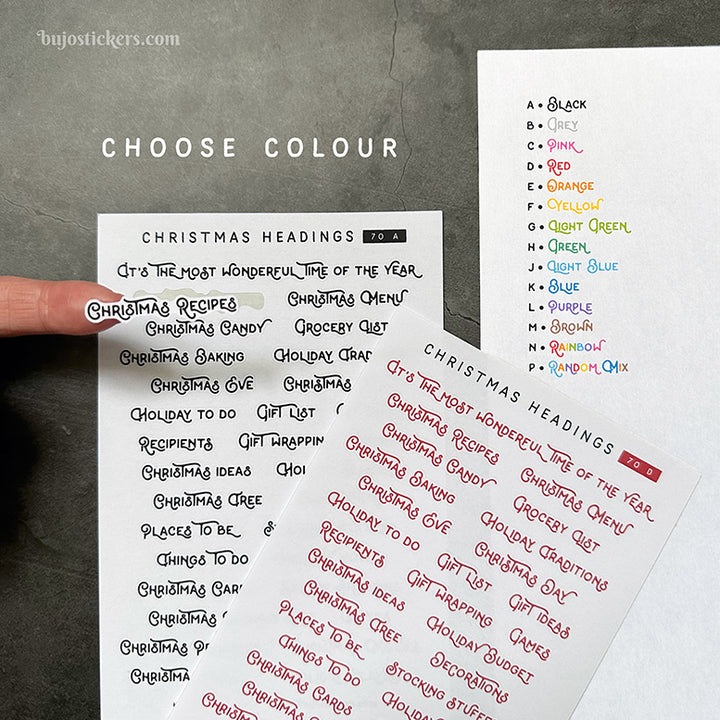 Christmas headings 70 • Heading stickers • 14 colour options