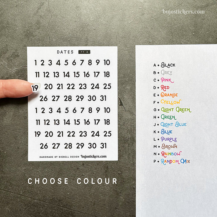 Dates 71 • 14 colour options