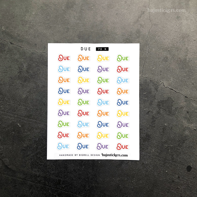 Due 70 • Heading stickers • 14 colour options