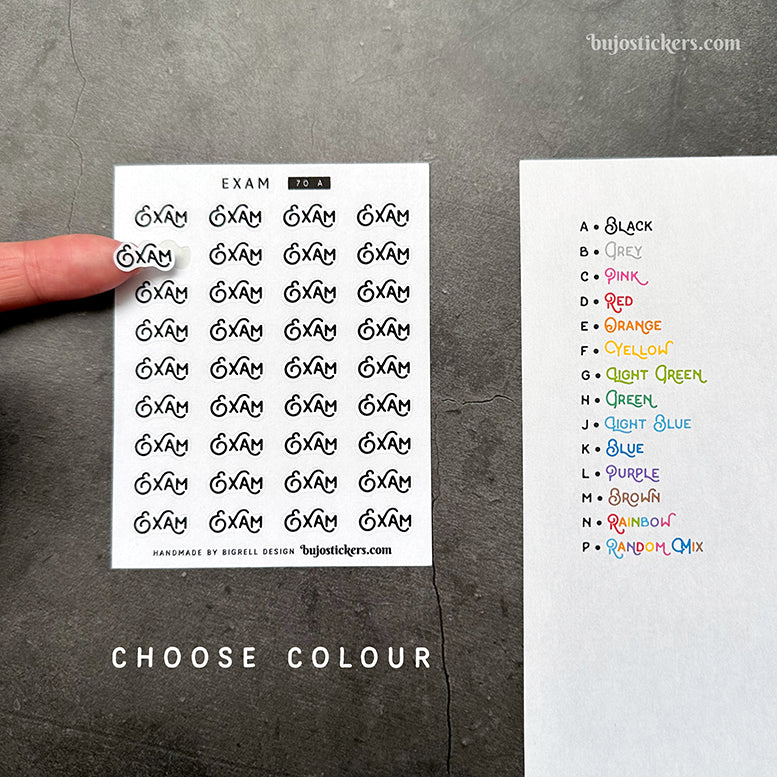 Exam 70 • Heading stickers • 14 colour options