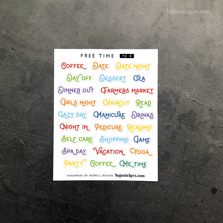 Free time 70 • Heading stickers • 14 colour options