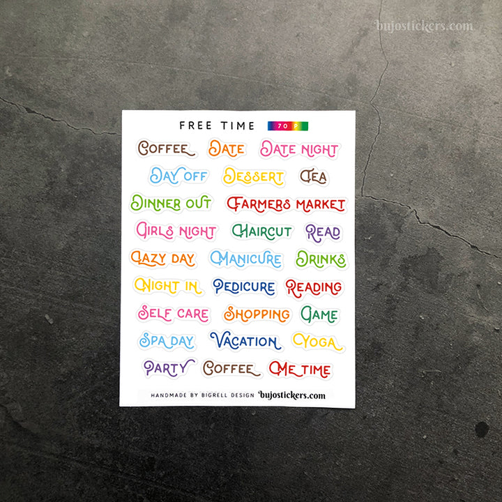 Free time 70 • Heading stickers • 14 colour options