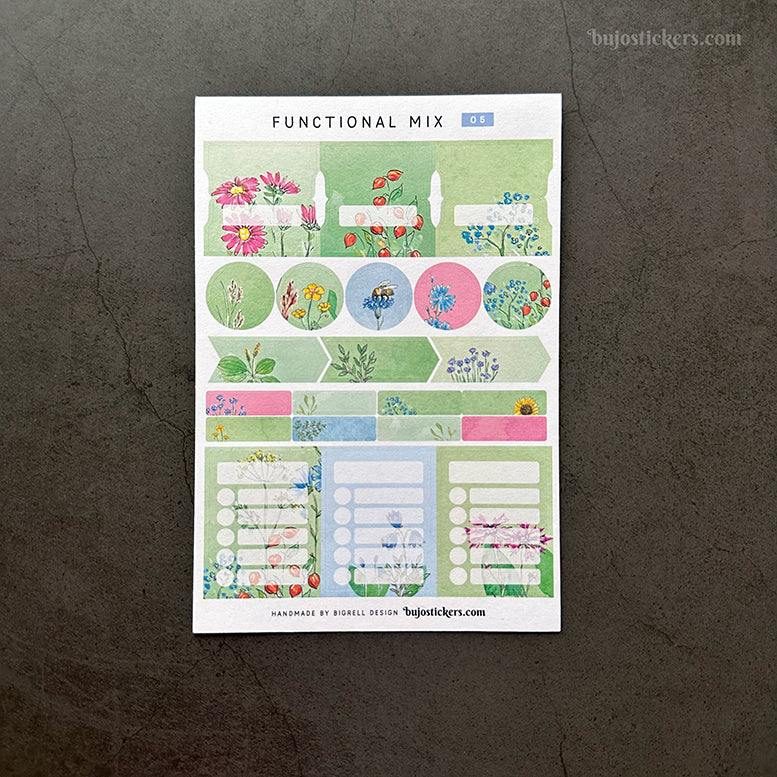 Decorative and functional sticker SET • Wildflower Green