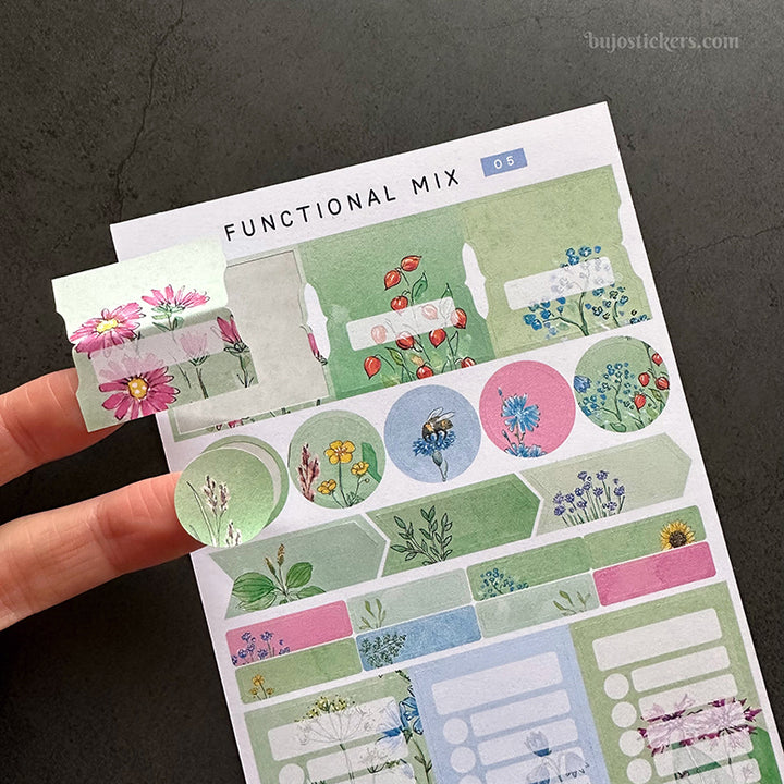 Decorative and functional sticker SET • Wildflower Green