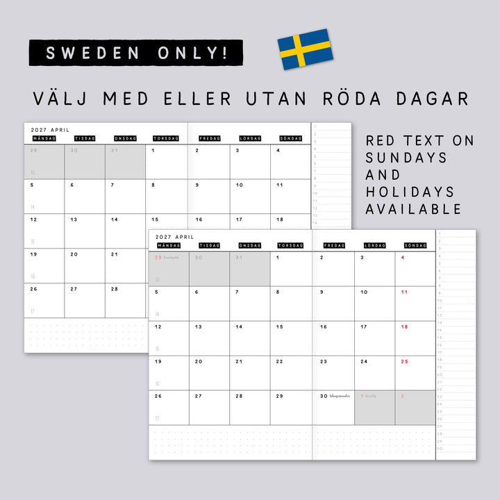 Monthly calendar in B6 size • Traveler's notebook • 12 months • 8 languages • A01