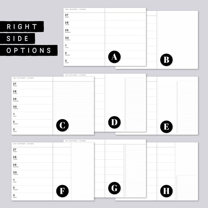 Dated Traveler's notebook in 8 languages • B6 size • Weekly horizontal calendar • Custom options • A02