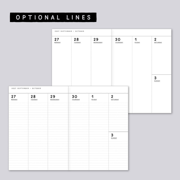 Dated Traveler's notebook in 8 languages • B6 size • Weekly vertical calendar • Custom options • A03