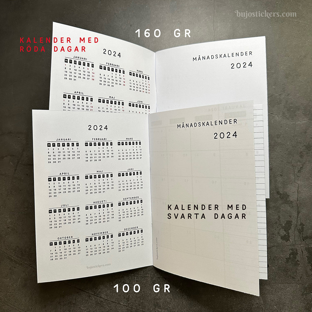 Traveler's Notebook 2024 daterad Månadskalender B6 – Swedish monthly calendar in B6 size 🇸🇪
