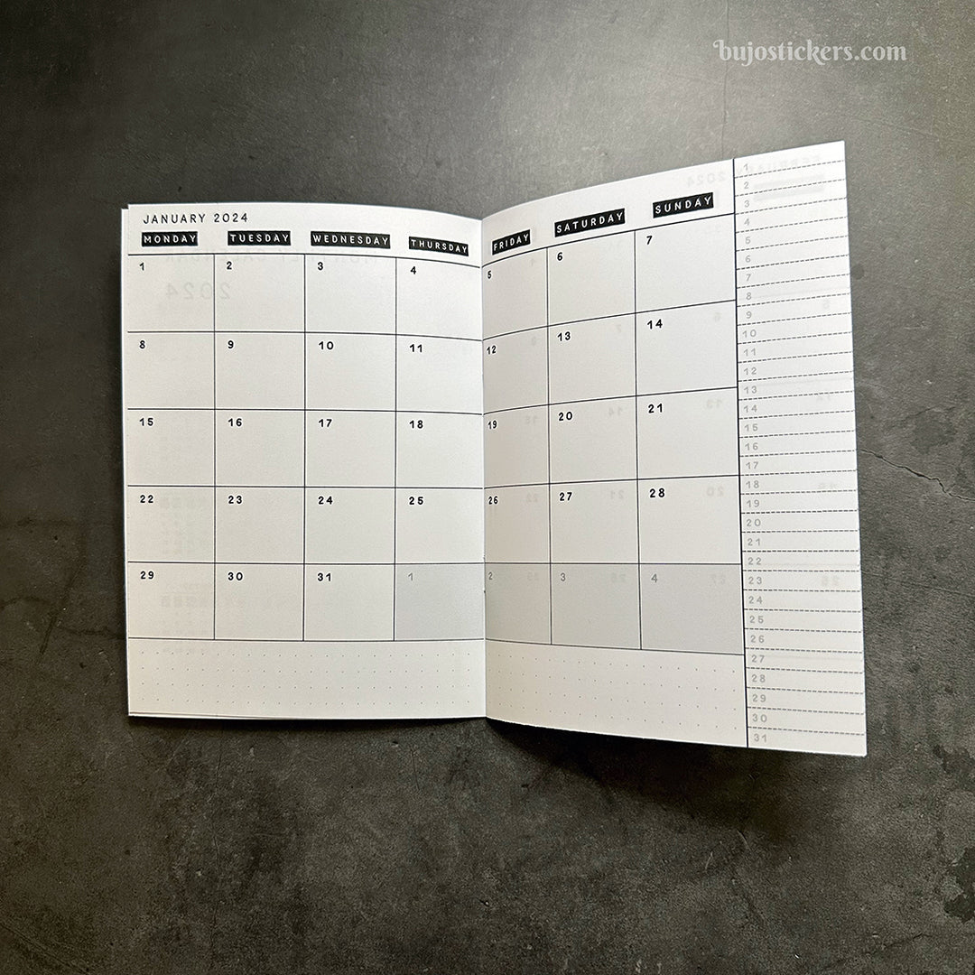 Traveler's Notebook • 2024 Dated Monthly Calendar in B6 size