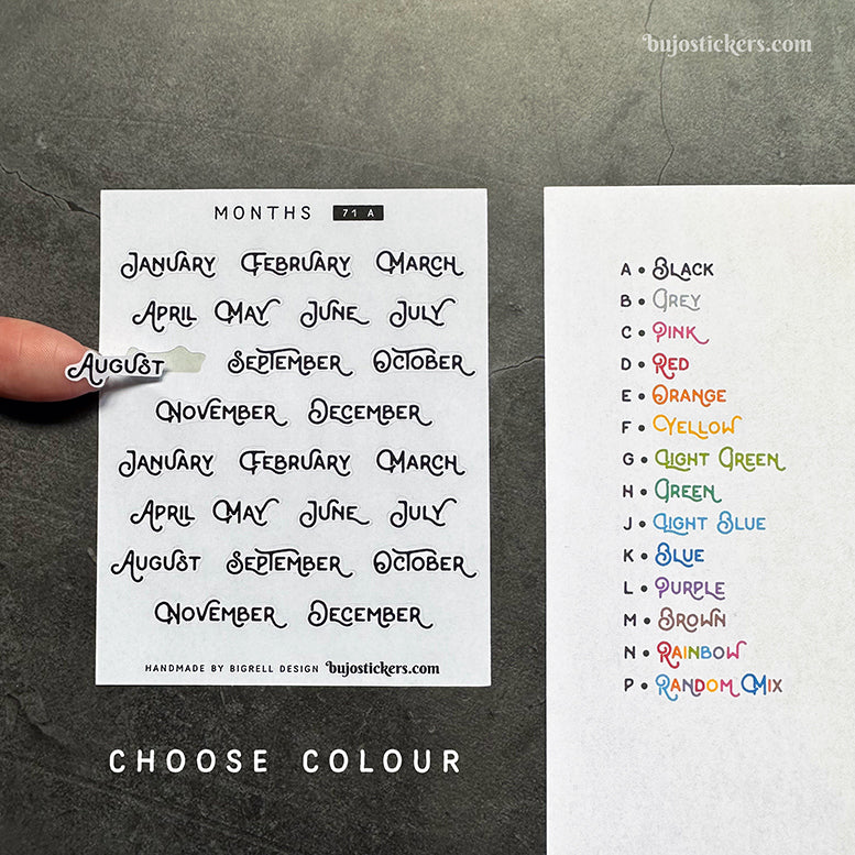 Mointhly Color Code Sticker Months 71 • 14 colour options – bujostickers