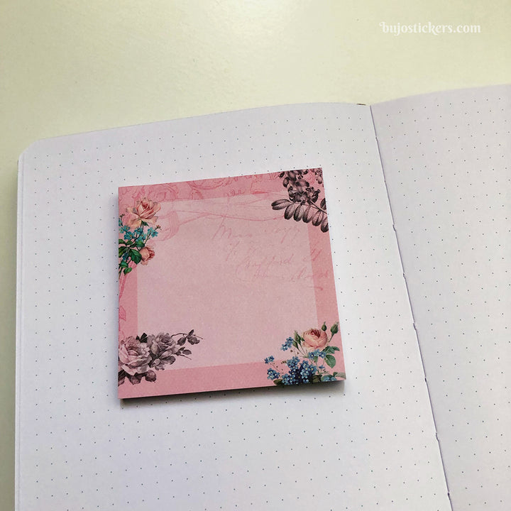Sticky Notes 13 • Pink vintage botanicals and flowers