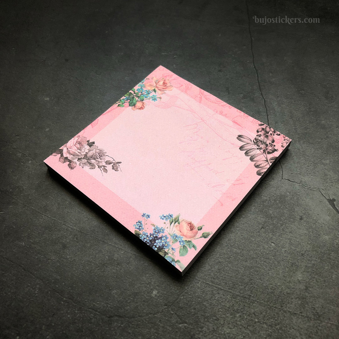 Sticky Notes 13 • Pink vintage botanicals and flowers