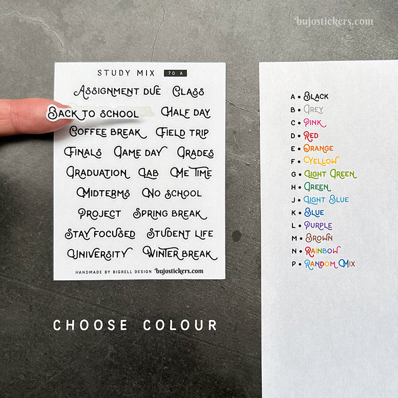 Study mix 70 • Heading stickers • 14 colour options