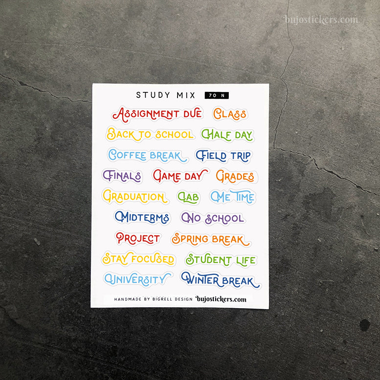 Study mix 70 • Heading stickers • 14 colour options