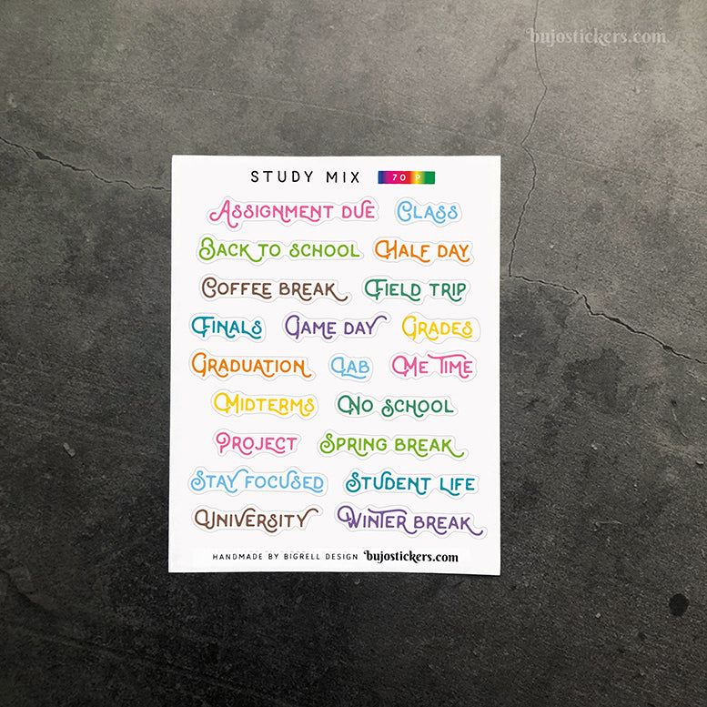 Study mix 70 • Heading stickers • 14 colour options