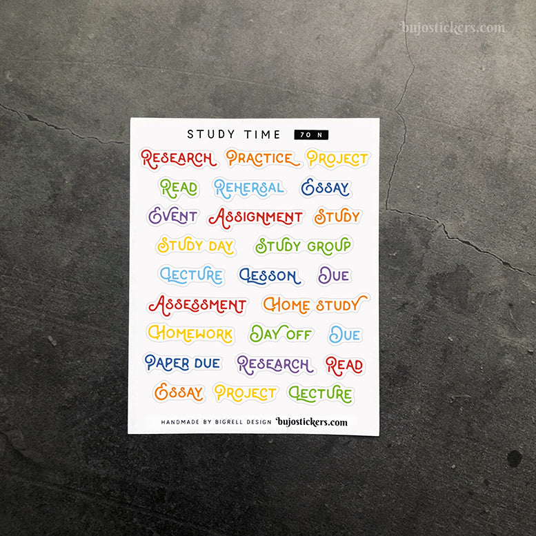 Study time 70 • Heading stickers • 14 colour options