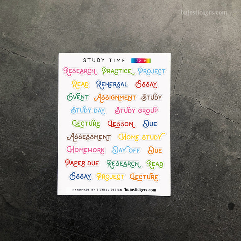 Study time 70 • Heading stickers • 14 colour options