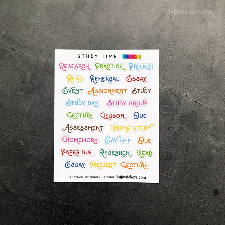 Study time 70 • Heading stickers • 14 colour options