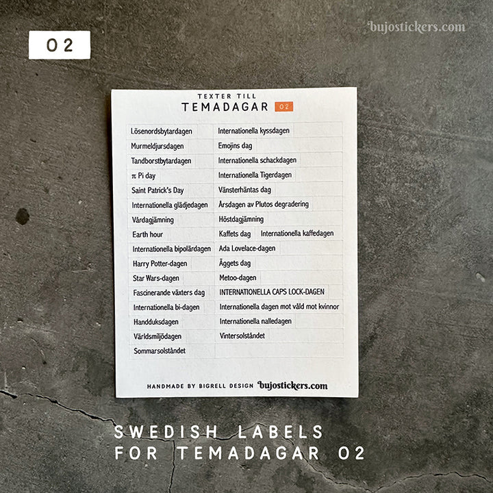 SET of 6: Svenska högtider, Helgdagar & Temadagar 01+02 med texter 🇸🇪