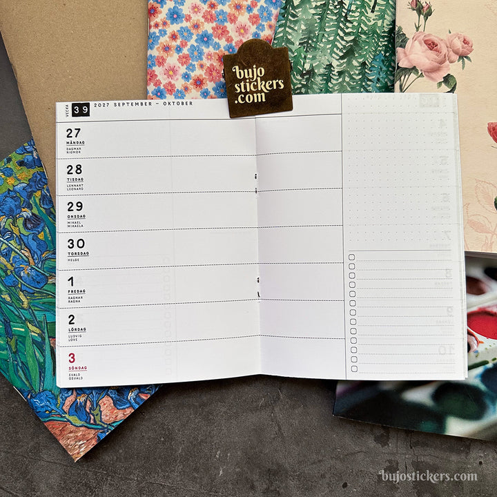 Traveler's Notebook daterad svensk horisontell veckokalender • B6 size • Swedish weekly calendar 🇸🇪  A02-SE