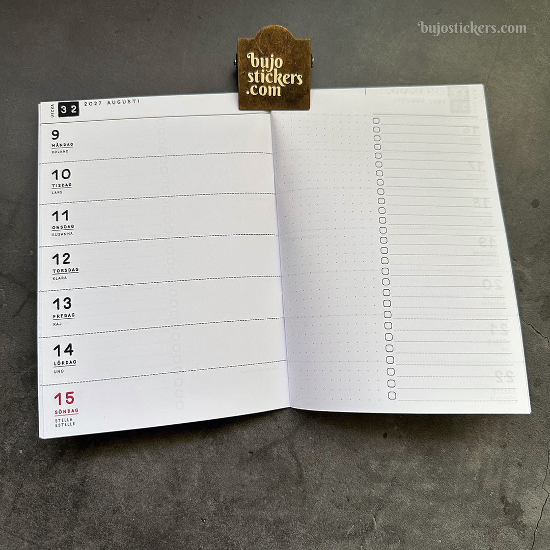 Traveler's Notebook daterad svensk horisontell veckokalender • B6 size • Swedish weekly calendar 🇸🇪  A02-SE