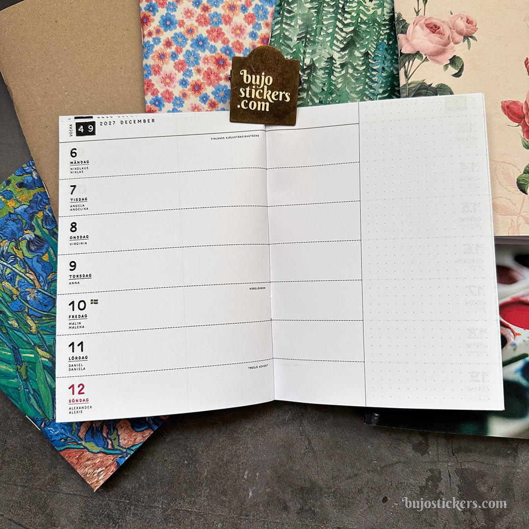 Traveler's Notebook daterad svensk horisontell veckokalender • B6 size • Swedish weekly calendar 🇸🇪  A02-SE